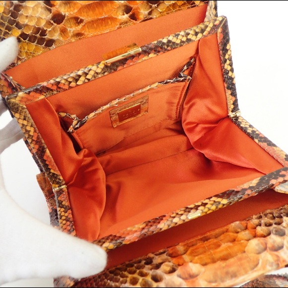 SOLD | Vintage 90’s FENDI Orange Python Handbag - Picture 6 of 8